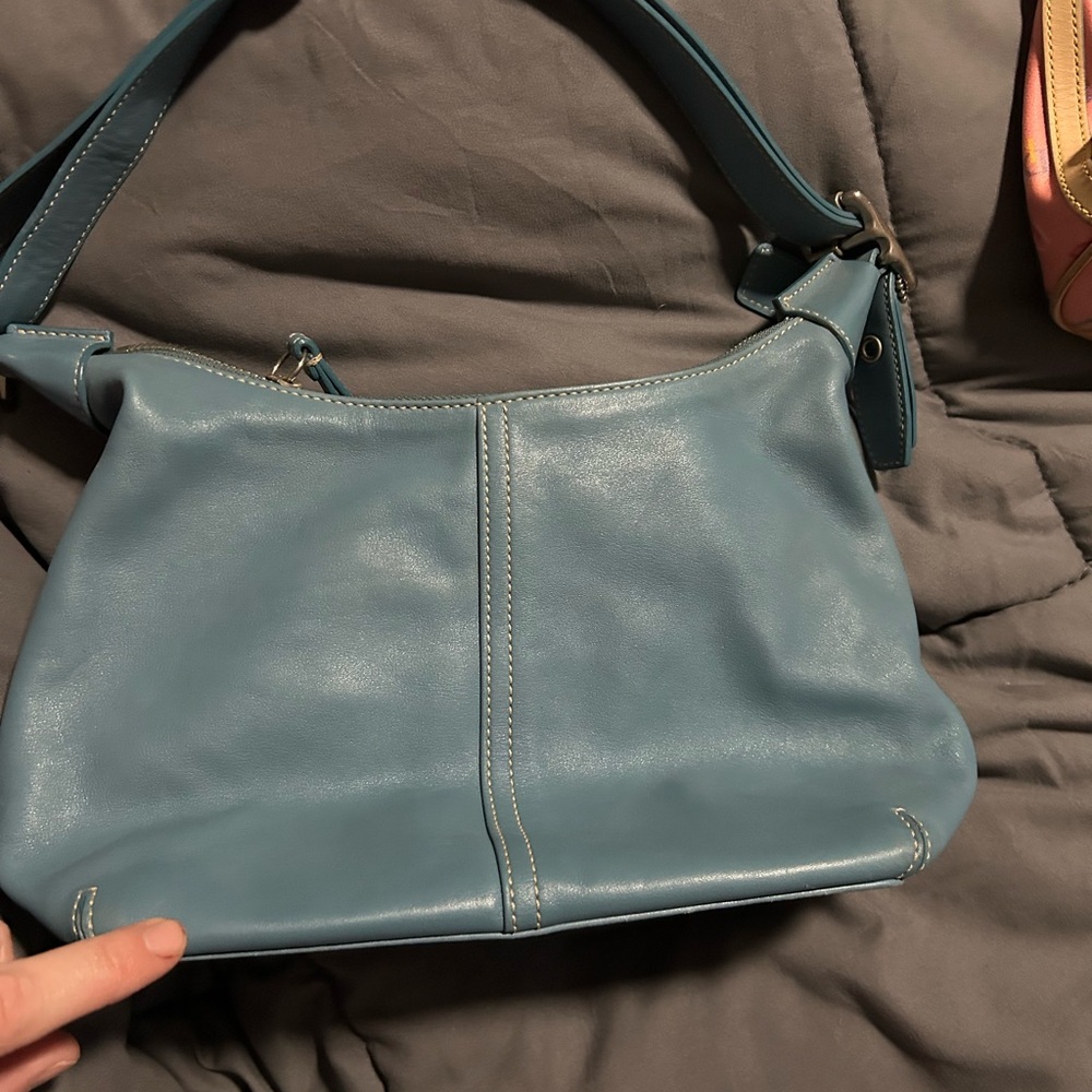 Coach Sky Blue Leather Shoulder Bag